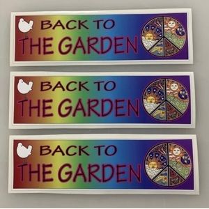 3x Back To The Garden Bumper Stickers Woodstock Theme 2.25”x8.25”